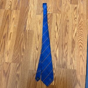 Elegant Blue and Orange Striped Tie